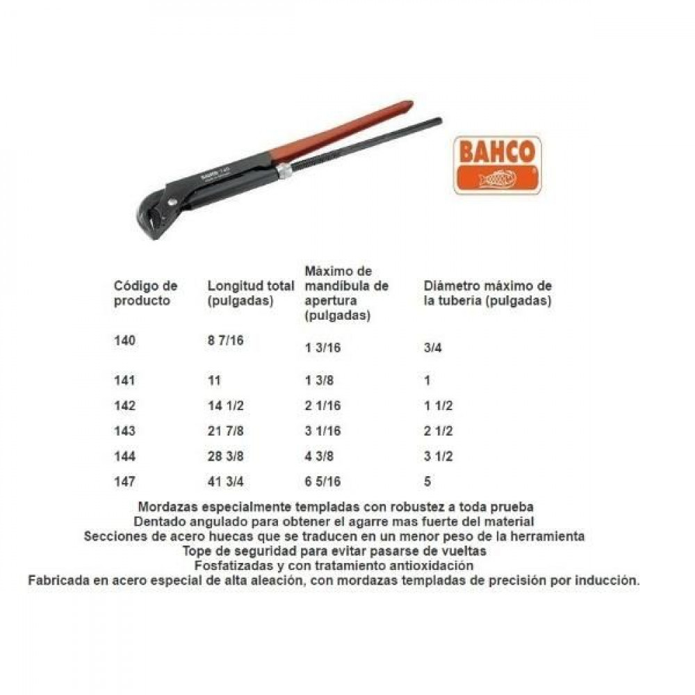 Bahco Schwedenschlüssel 45° 1 Zoll – Verstellbarer Rohrschlüssel, Made For Professionals